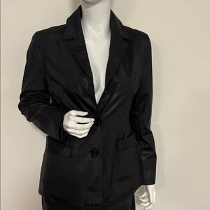 Vintage 90s Rampage Mall Goth Black Vinyl Blazer Style Rain Jacket